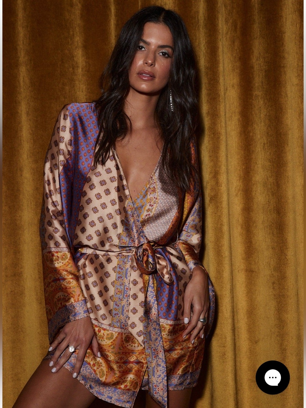 12th Tribe-Gold Standard Multicolored Kimono Dress(S) - Picture 2 of 6